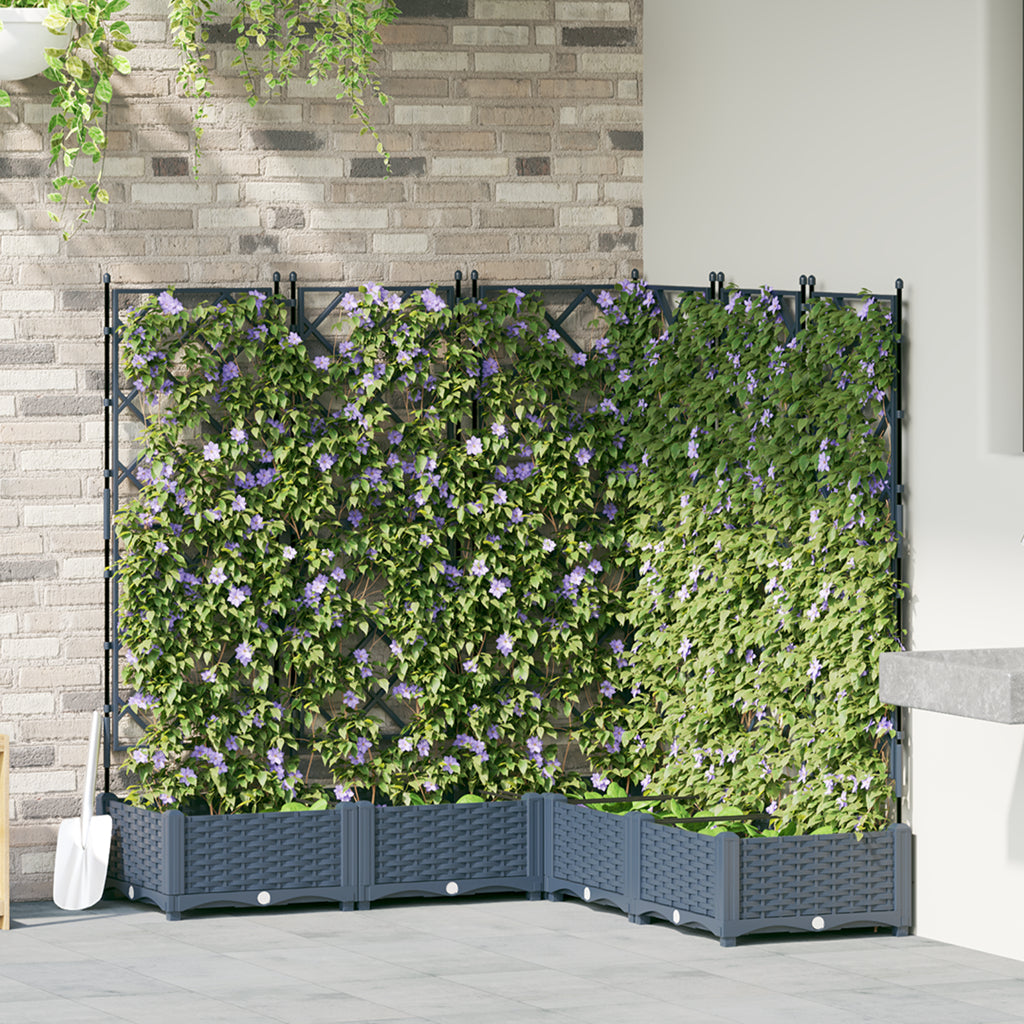 Vidaxl Maceta De Jardín Con Enrejado 5 Pcs Gris 120 X 120 X 125.5 Cm_1
