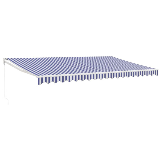 Toldo Retráctil Aluminio Y Tela Azul Y Blanco 5x3 M_0