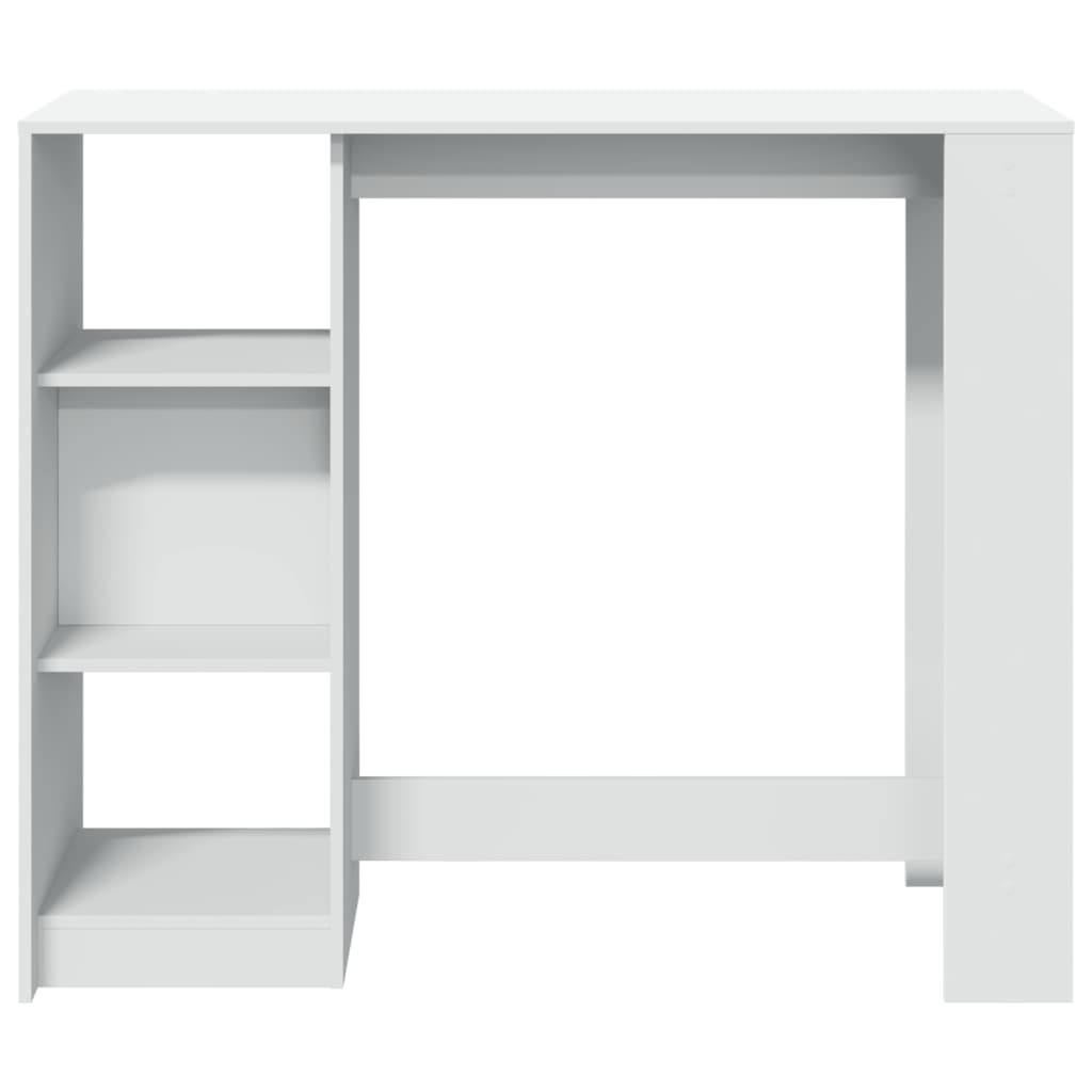 Mesa Bar Con Estante Madera Ingeniería Blanca 124x46x103,5 Cm_2