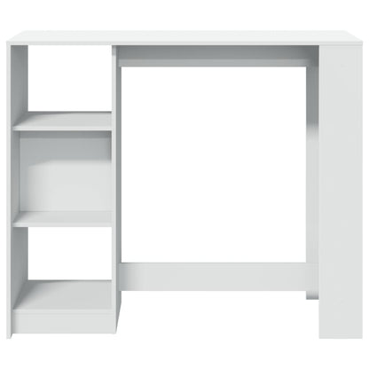 Mesa Bar Con Estante Madera Ingeniería Blanca 124x46x103,5 Cm_2