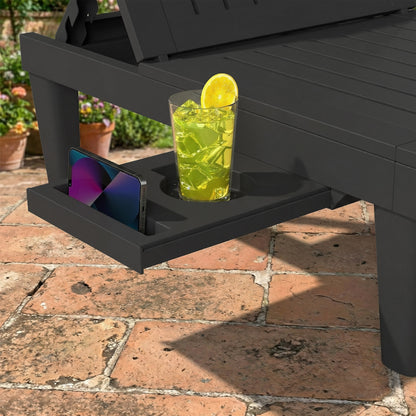 Outsunny Set De 2 Tumbonas De Jardín Exterior Reclinables Bandeja Lateral Negro_3