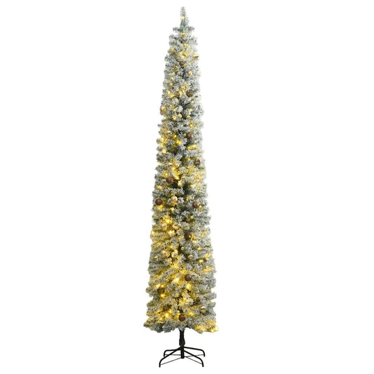 Vidaxl Árbol De Navidad Estrecho Con 300 Led Y Bolas Y Nieve 300 Cm_0