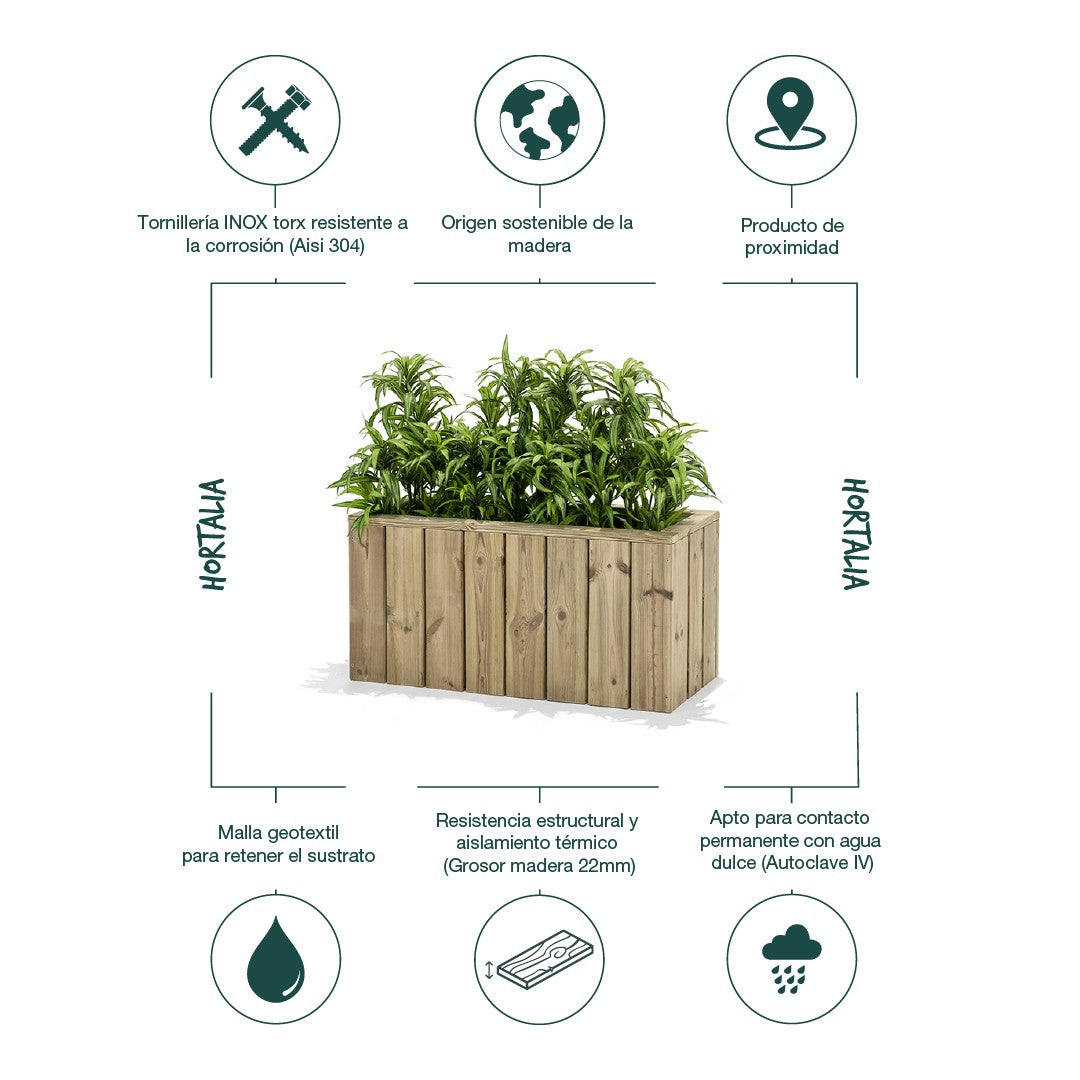 Jardinera De Madera Para Exterior 80x34x40 Cm Atrium Hortalia_3