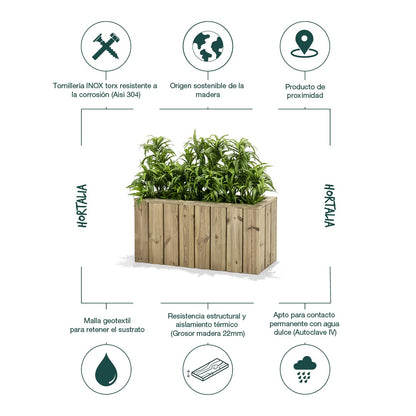 Jardinera De Madera Para Exterior 80x34x40 Cm Atrium Hortalia_3