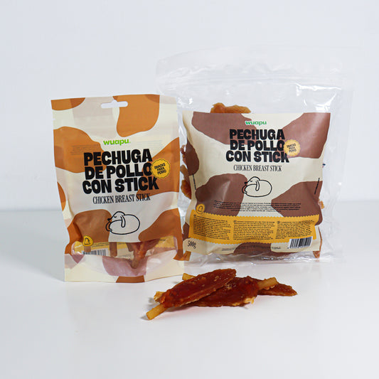 Snack Para Perro En Stick Sabor Queso Con Pollo Desecado Wuapu 12x100gr_0