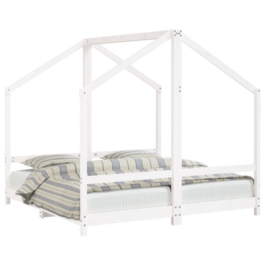 Vidaxl Estructura De Cama De Niños Madera De Pino Blanco 2x(80x160) Cm_0