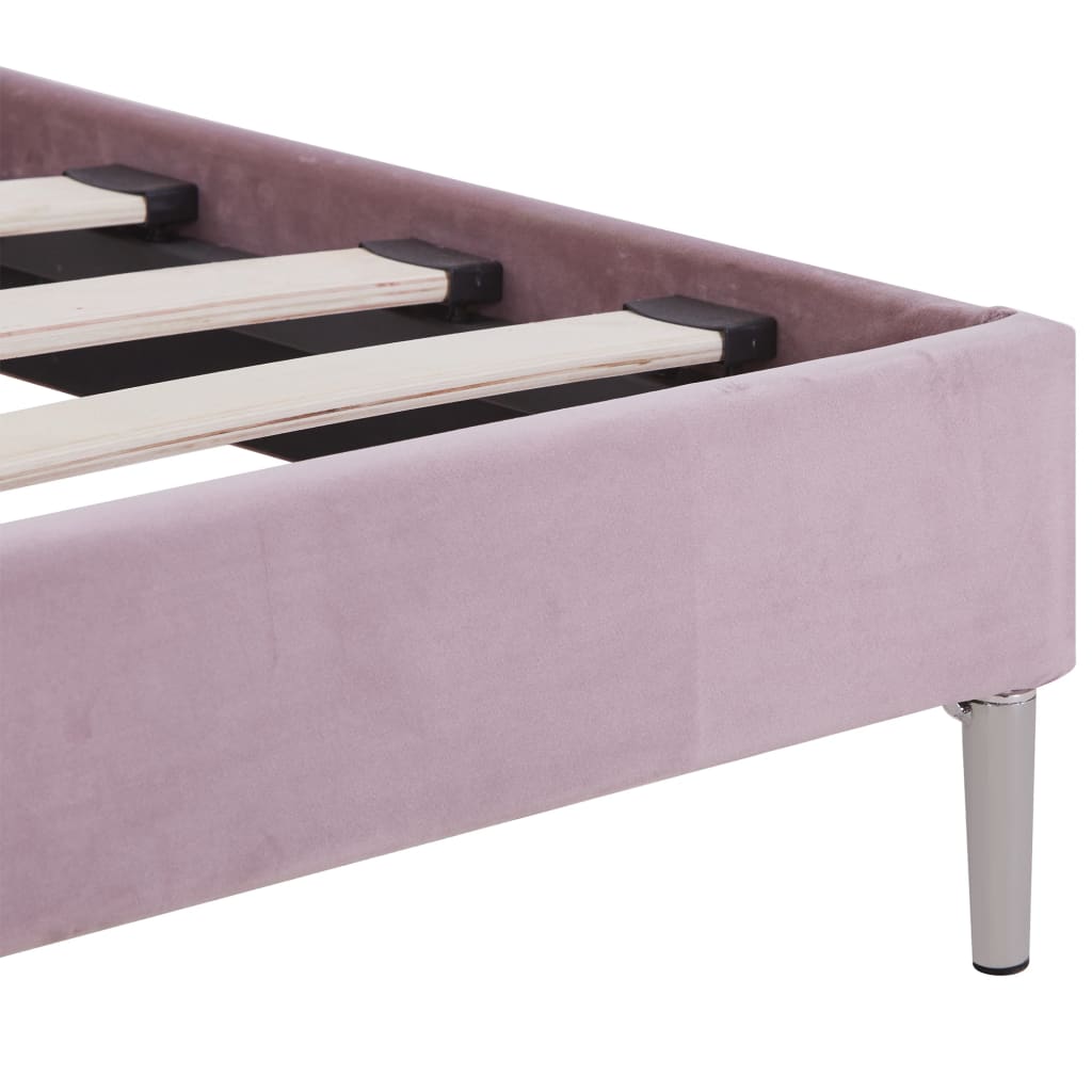 Estructura De Cama Con Led Sin Colchón Tela Rosa 180x200 Cm / Vetonek_5
