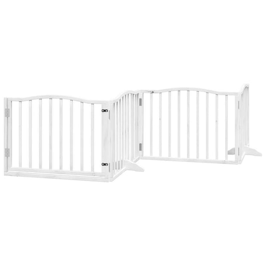 Vidaxl Puerta Para Perros Plegable 4 Paneles Madera Álamo Blanca 320cm_0