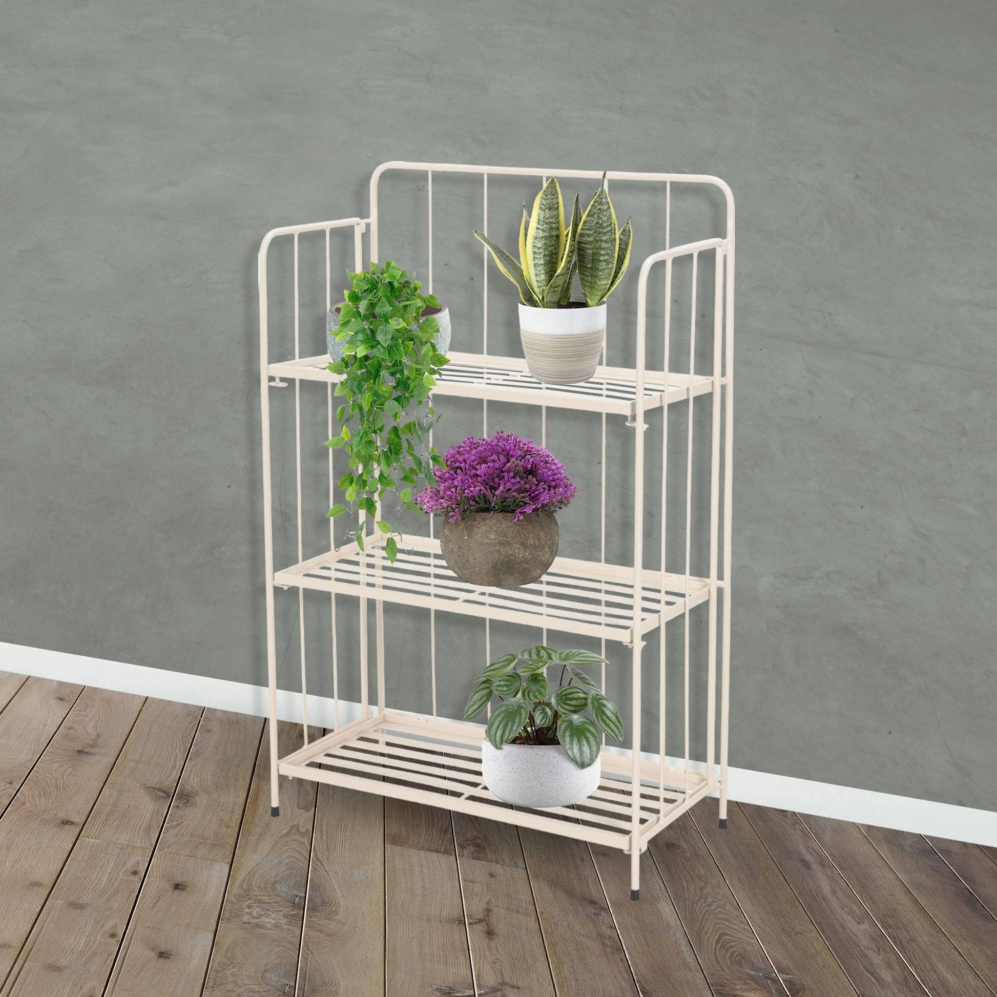 Well Home - Jardinera 3 Niveles Metal Caliza Diseño Plegable H.90cm._3