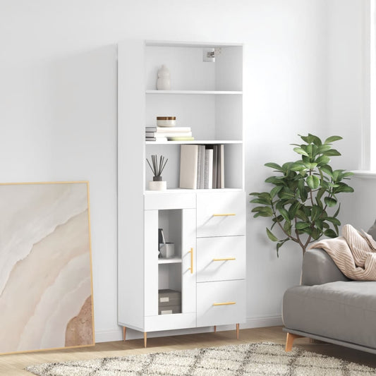 Aparador Alto Madera Contrachapada Blanco 69,5x34x180 Cm_0