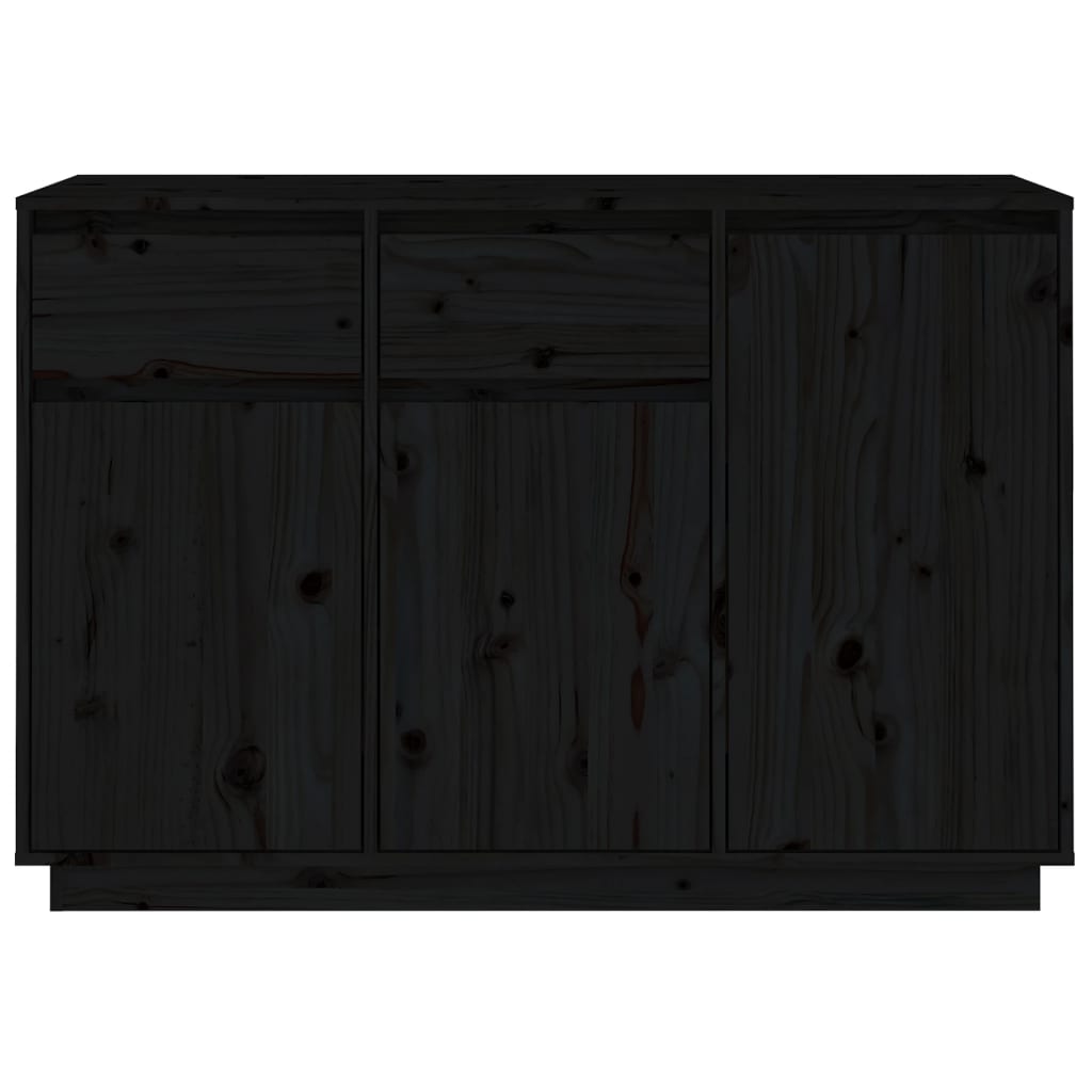 Aparador De Madera Maciza De Pino Negro 110x34x75 Cm_2