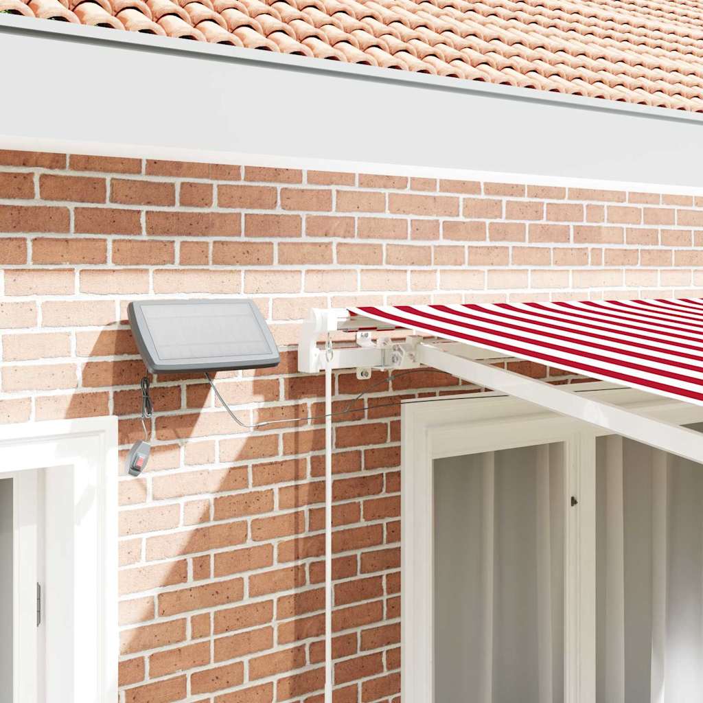Toldo Retráctil Rojo Y Blanco 300 X 250 Cm Tela Y Aluminio_3