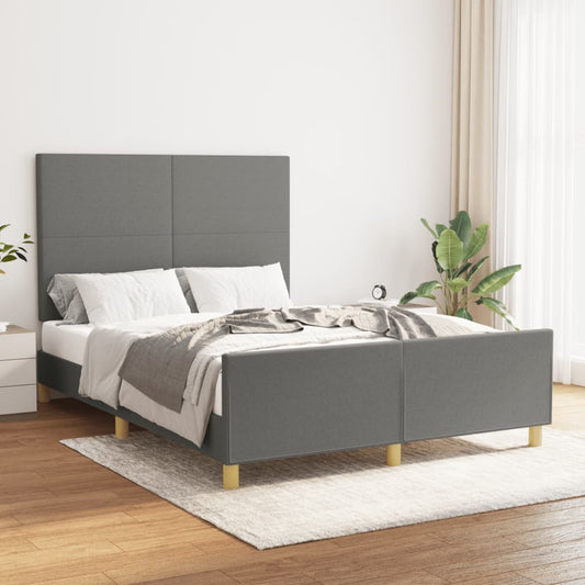 Estructura De Cama Con Cabecero De Tela Gris Oscuro 140x200 Cm / Vetonek_0