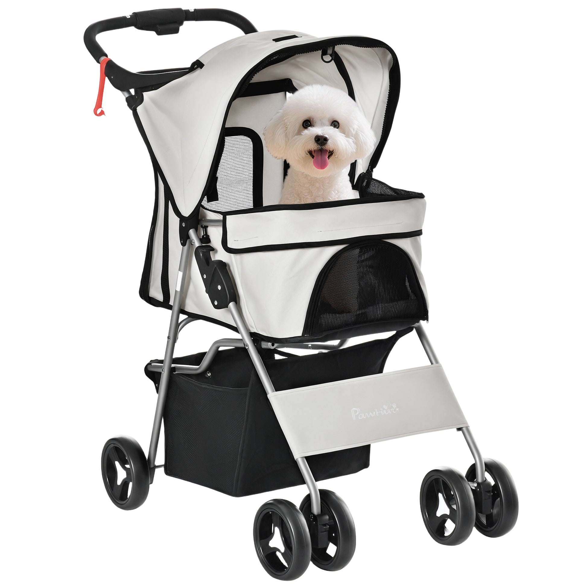 Pawhut Cochecito Mascotas Plegable Toldo Ajustable Tela Oxford 77x45x99,5cm Gris_0