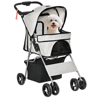Pawhut Cochecito Mascotas Plegable Toldo Ajustable Tela Oxford 77x45x99,5cm Gris_0