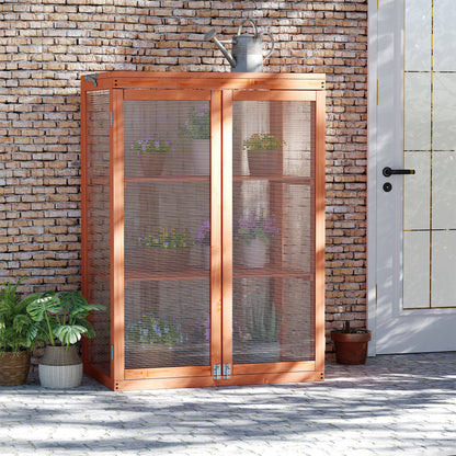 Outsunny Invernadero Jardín De Madera Policarbonato Con 3 Estantes 76x47x110 Cm_1