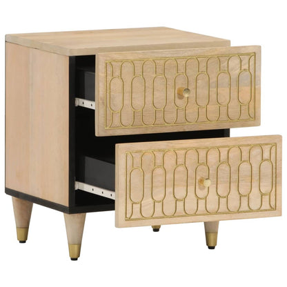 Mesita De Noche De Madera Maciza De Mango 40x33x46 Cm_0