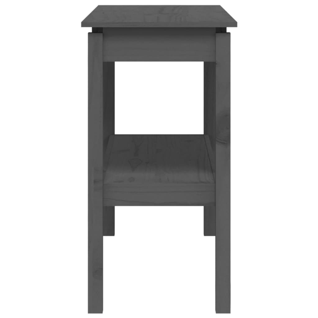 Mesa Consola Madera Maciza De Pino Gris 110x40x75 Cm_3