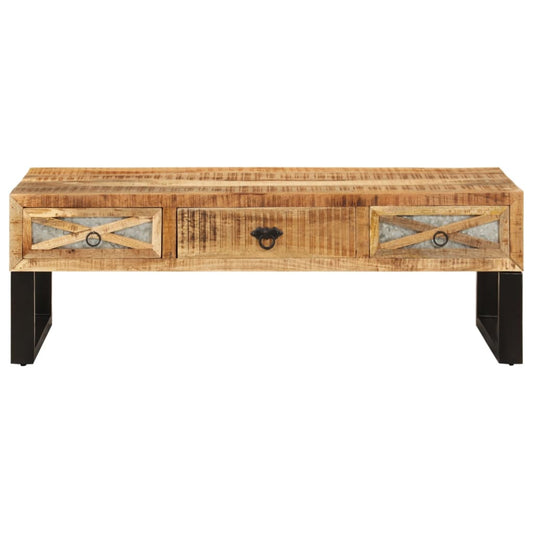Mesa De Centro De Madera Maciza De Mango 110x50x38 Cm_0