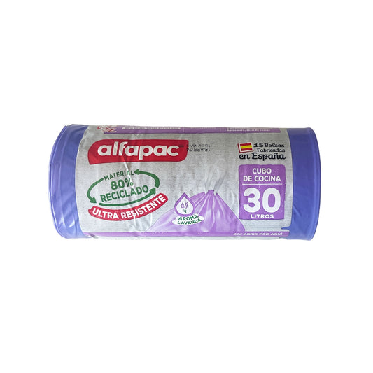 Pack De 40 Rollos De 15 Bolsas De Basura 'lavanda' 30l Con Autocierre_0