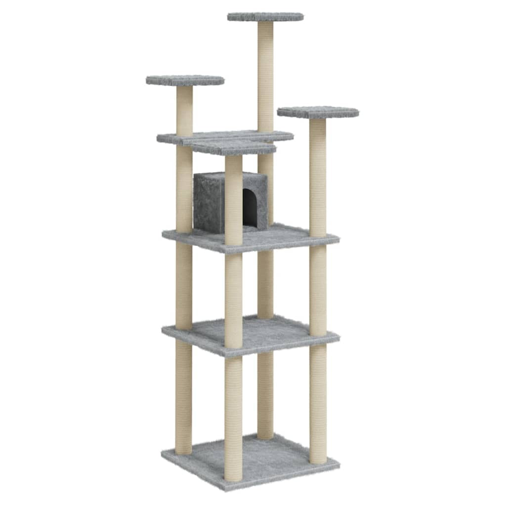 Vidaxl Rascador Para Gatos Con Postes De Sisal Gris Claro 171 Cm_0