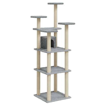 Vidaxl Rascador Para Gatos Con Postes De Sisal Gris Claro 171 Cm_0