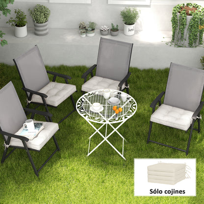 Outsunny Conjunto De Cojines Para Sillas De Comedor 42x42x5 Cm Crema_1