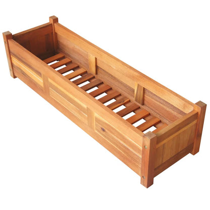 Arriates Elevados De Jardín 2 Pzas Madera Acacia 100x30x25 Cm_3