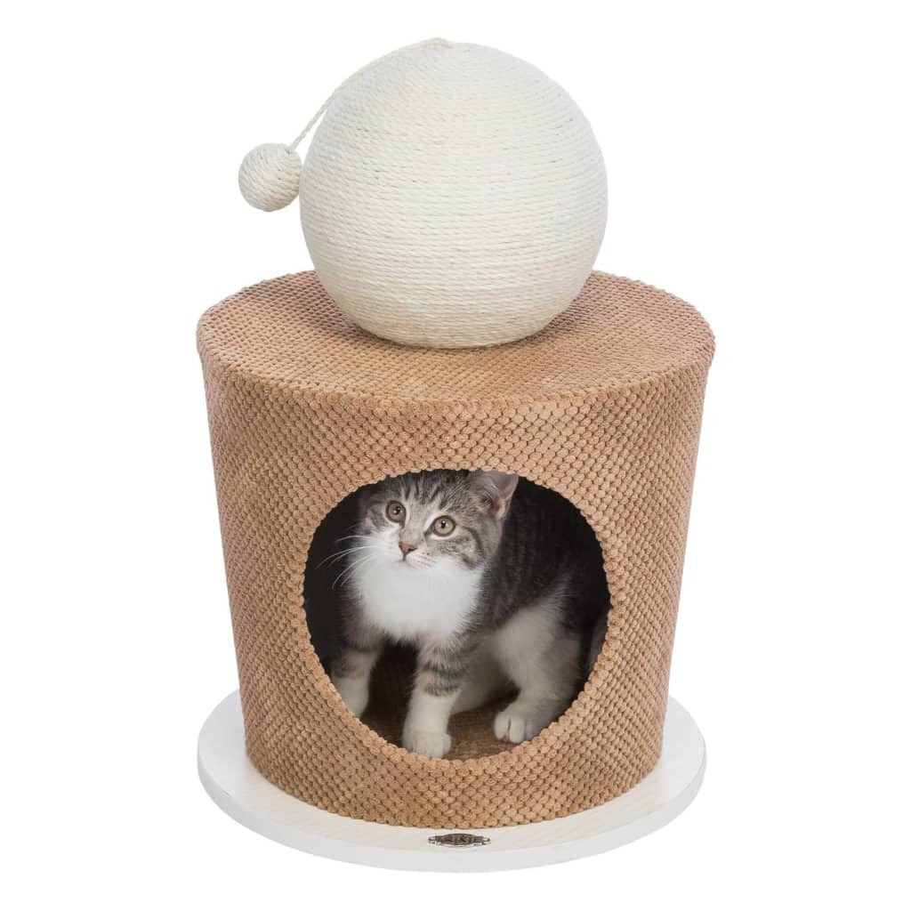 Trixie Cueva De Peluche Para Gatos Bola Para Rascar Gris Taupe 36x50cm_4