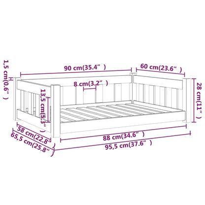 Vidaxl Cama Para Perros Madera Maciza De Pino Negro 95,5x65,5x28 Cm_2