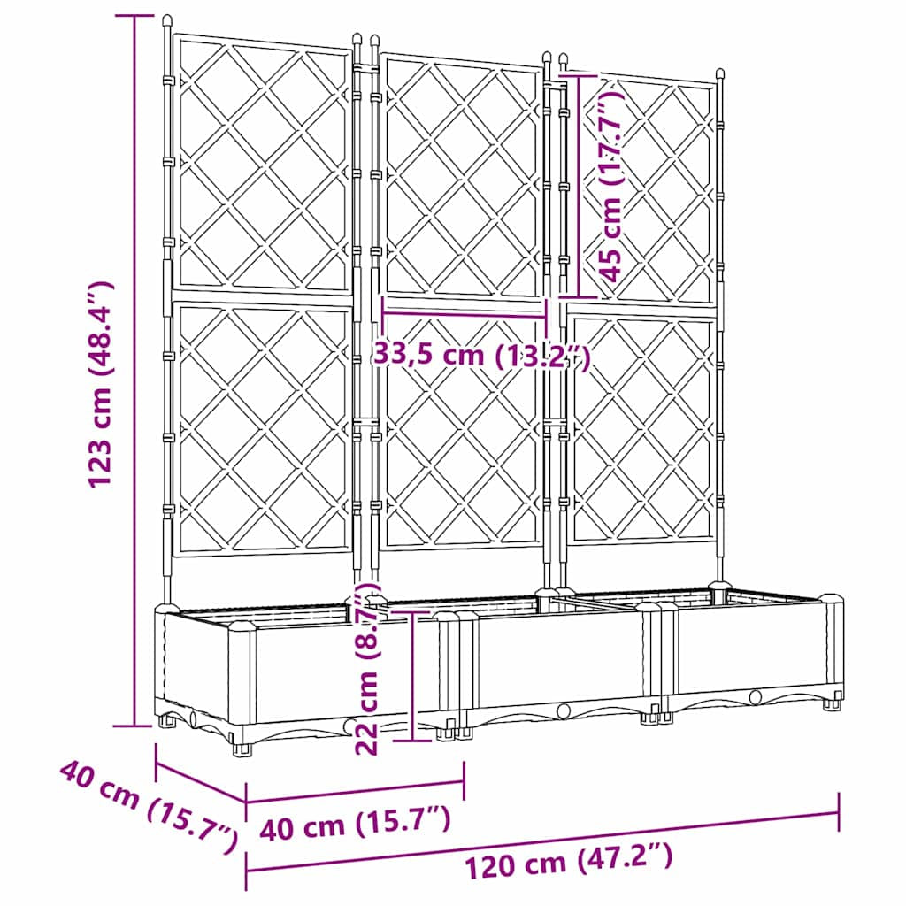 Vidaxl Maceta De Jardín Con Enrejado 3 Pcs Gris Claro_2