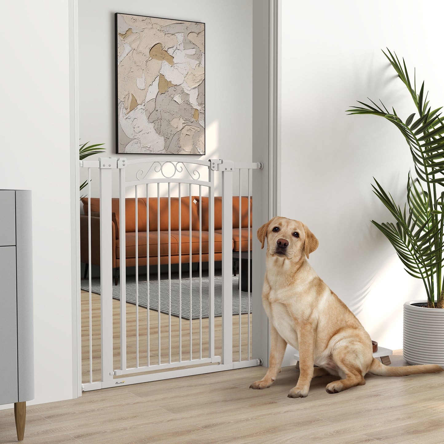 Pawhut Barrera Para Perros Con Cierre Automático_1