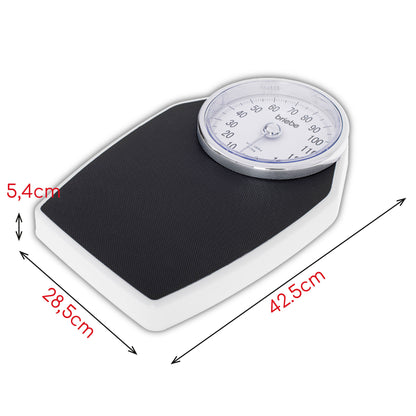 Báscula Analógica De Baño, Precisión, Mecánica, Medición Hasta 150 Kg, Sin Pilas, Fácil Uso, Briebe, Sc1122, Blanco/gris