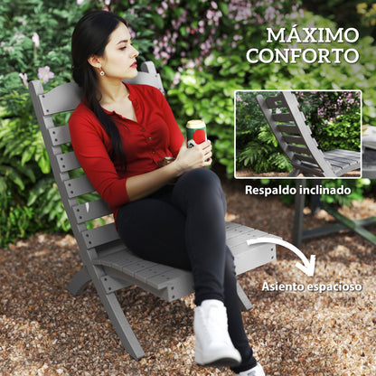 Outsunny Silla De Jardín De Madera Con Diseño Listones Y Respaldo Inclinado Gris_4
