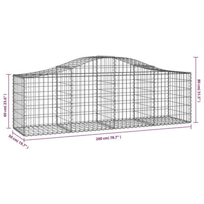 Cestas De Gaviones 5 Uds Forma De Arco Hierro 200x50x60/80 Cm_5