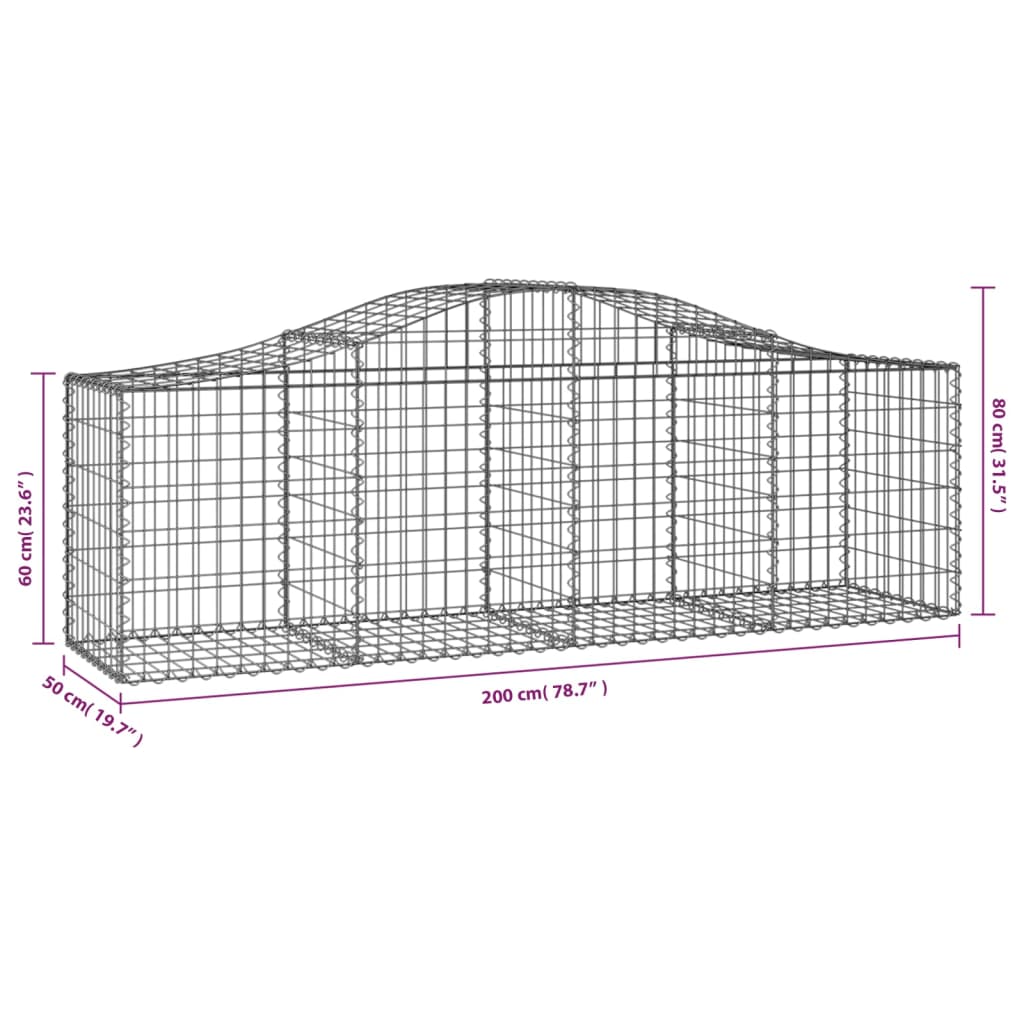 Cestas De Gaviones 50 Uds Forma De Arco Hierro 200x50x60/80 Cm_5