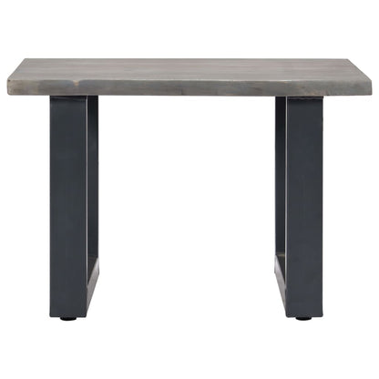 Mesa De Centro Con Borde Natural Acacia Maciza Gris 60x60x40 Cm_0