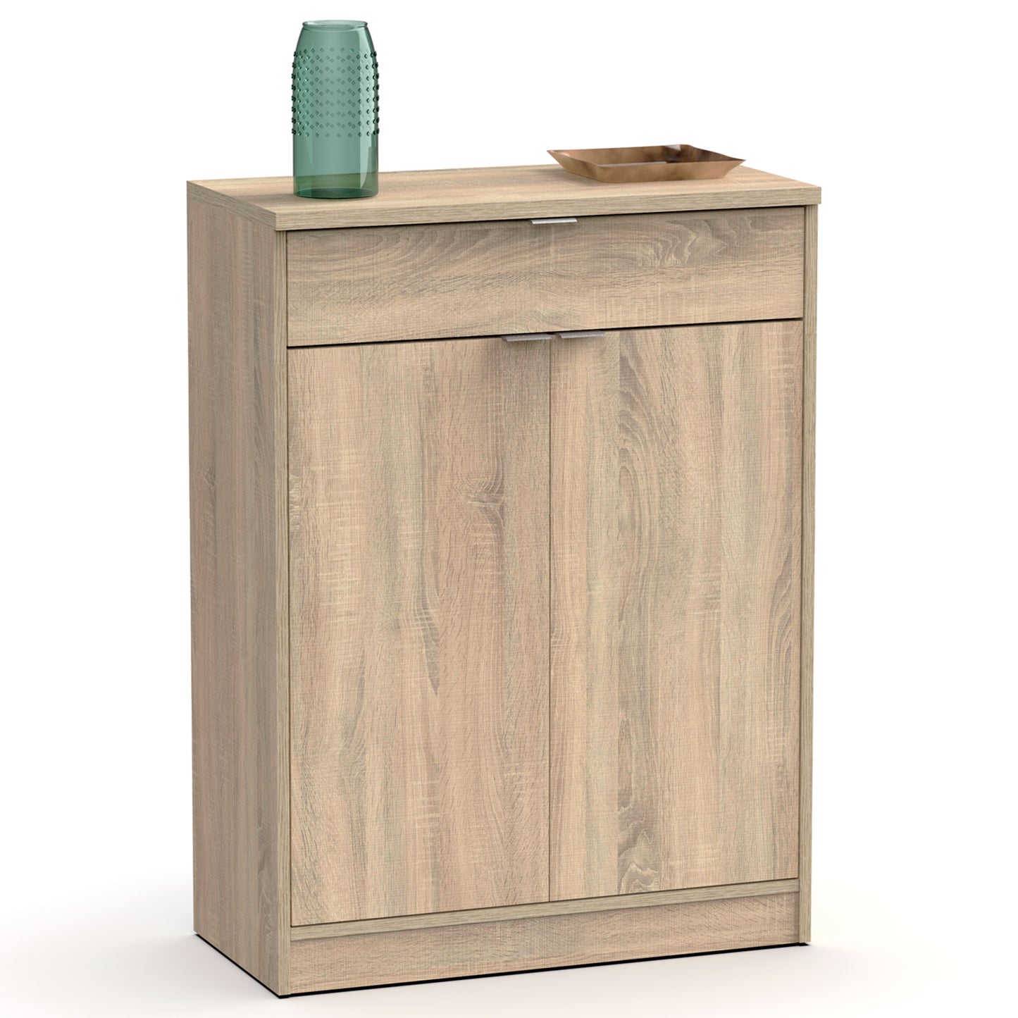 Zapatero Entrada Recibidor, Mueble Auxiliar Estrecho Zapatos, 2 Puertas, 1 Cajón 101x75x36 Cm, Briebe, Domus, Madera