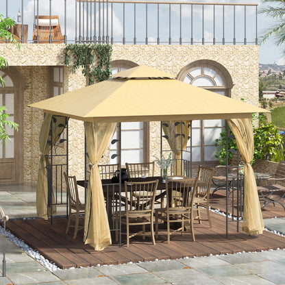 Outsunny Carpa Para Exterior 3x3 M Cenador Con Mosquitera Doble Techo Ventilado_1
