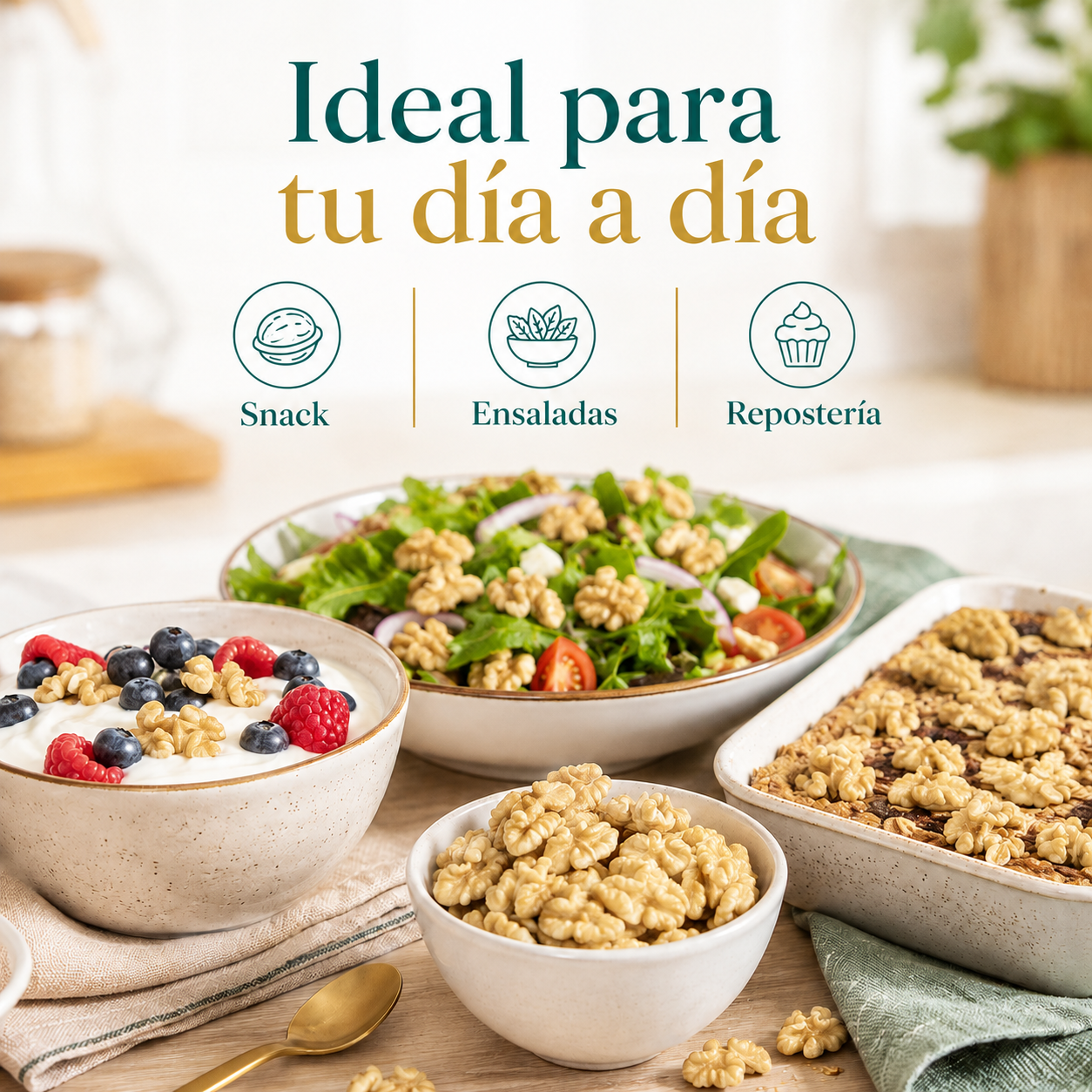Mitades De Nuez Doradas Premium - Envasadas Al Vacío - 600g | Fruto Seco Ecológico Premium, Snack Vegano Natural_4