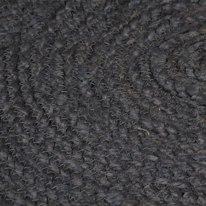 Alfombra De Yute Tejida A Mano Redonda Gris Oscuro 240 Cm / Vetonek_5