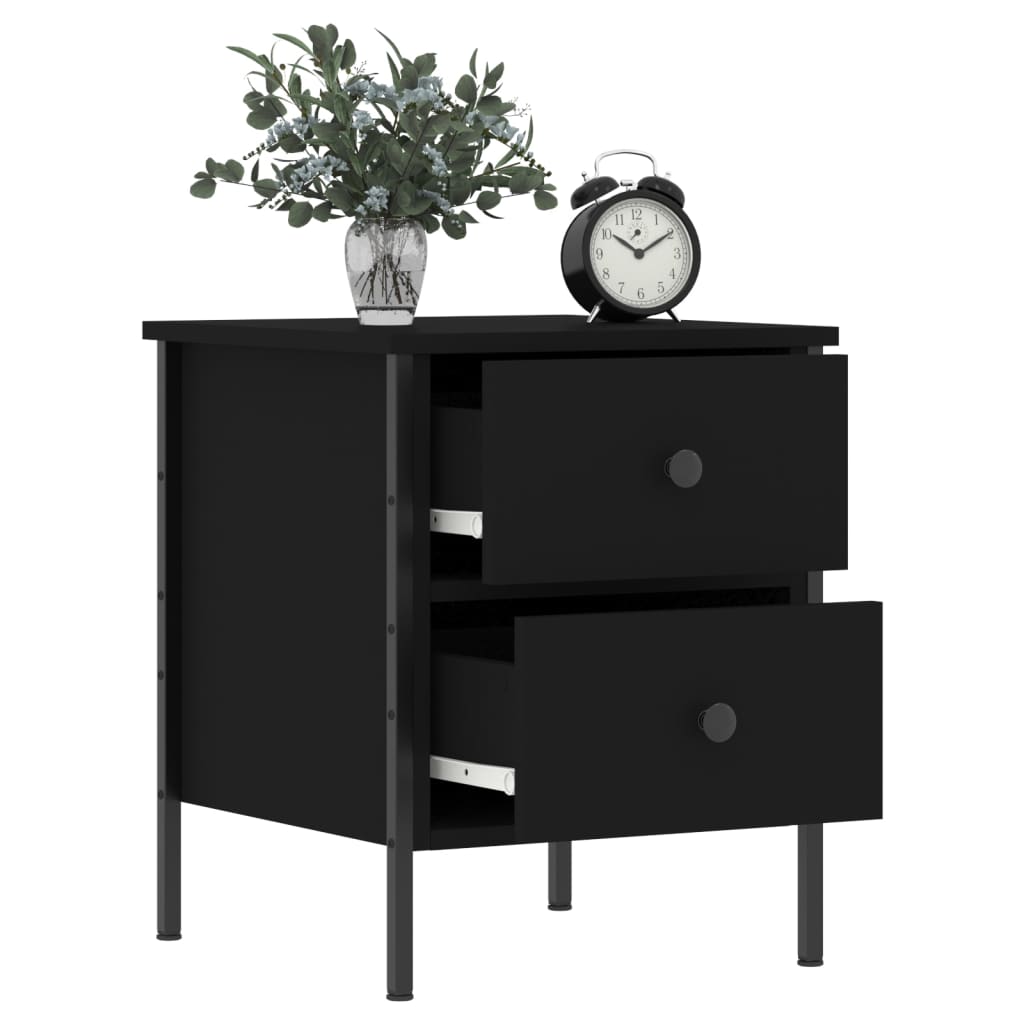 Mesita De Noche Madera De Ingeniería Negro 40x42x50 Cm_2
