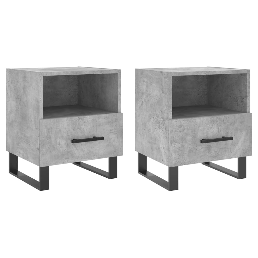 Mesita Noche 2 Uds Madera Ingeniería Gris Hormigón 40x35x47,5cm_0