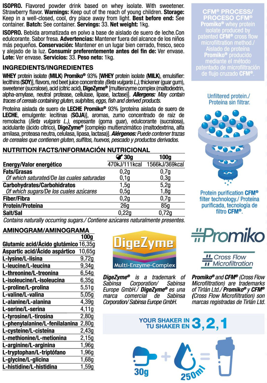 Isopro Cfm - 1kg - Fresa - Proteína De Aislado De Suero Isolate - Quamtrax_5