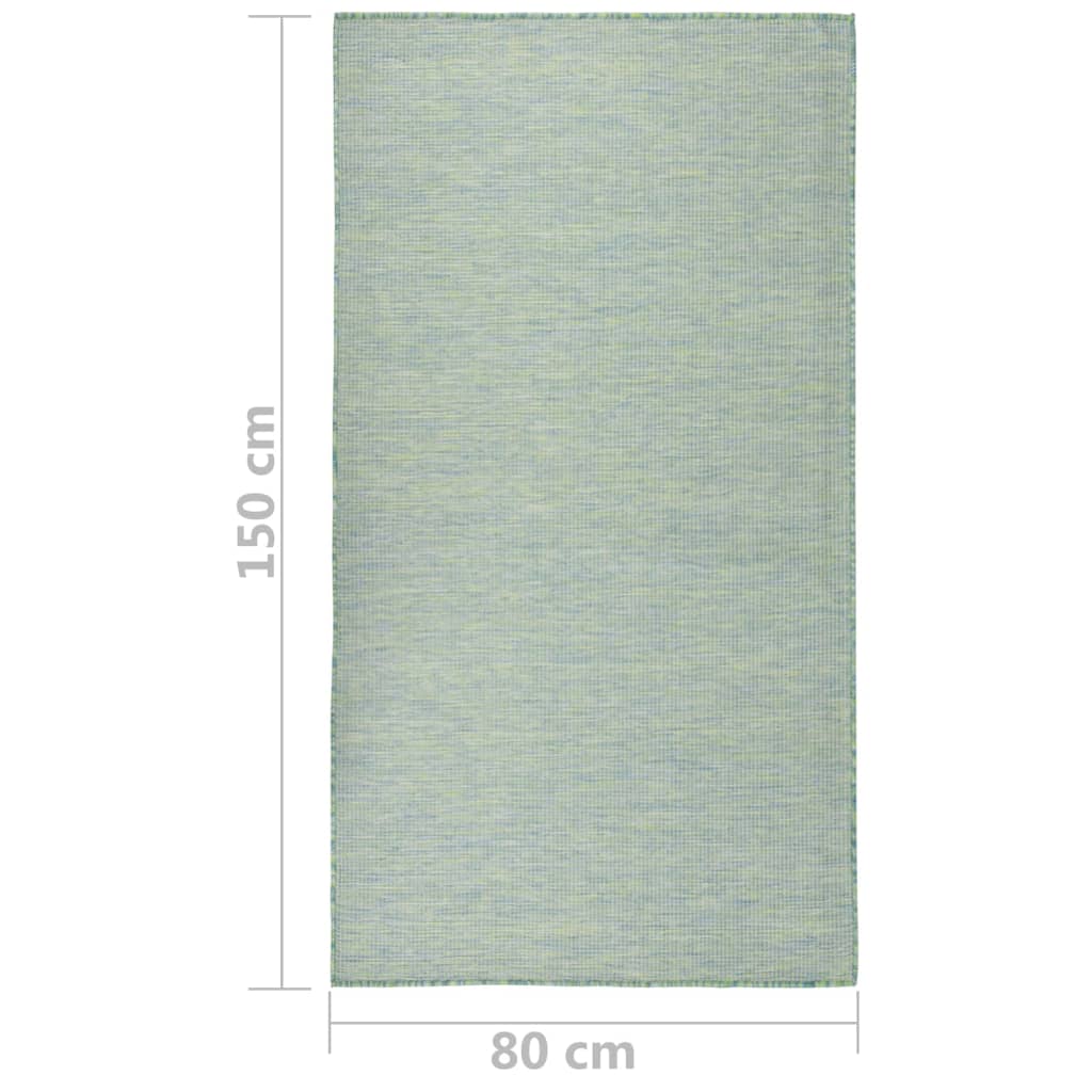 Alfombra De Exterior De Tejido Plano Turquesa 80x150 Cm_5