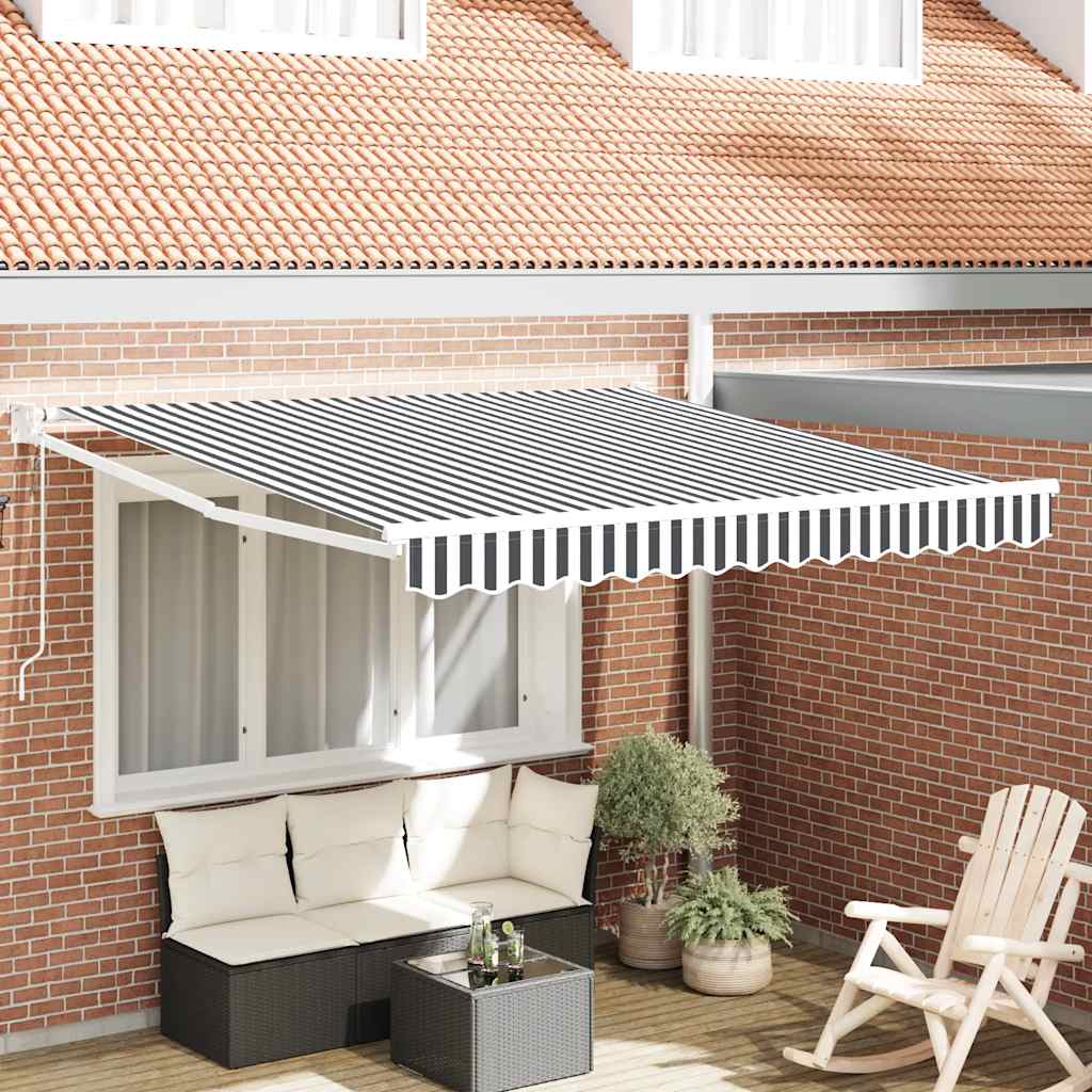 Toldo Retráctil Aluminio Y Tela Gris Antracita Y Blanco 3x2,5 M_1