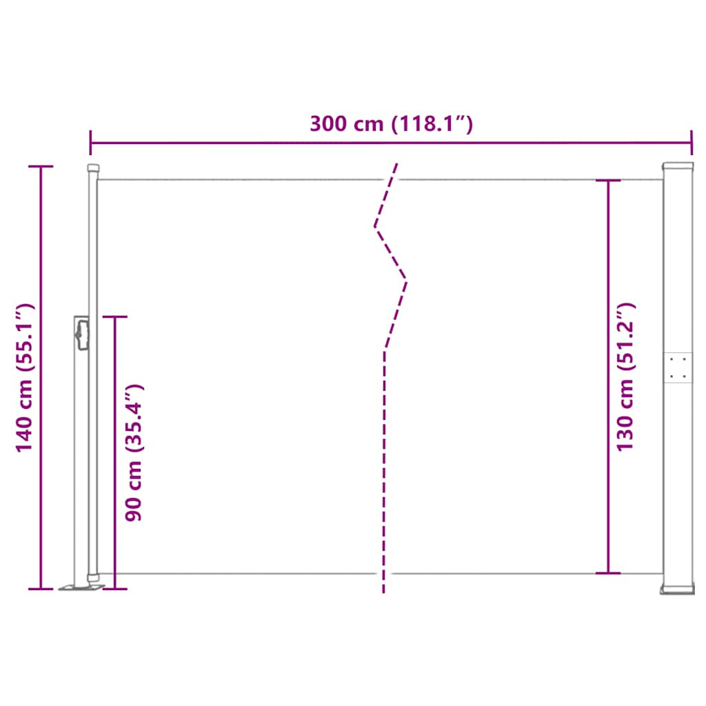 Vidaxl Toldo Lateral Retráctil 140x300 Cm Negro_2