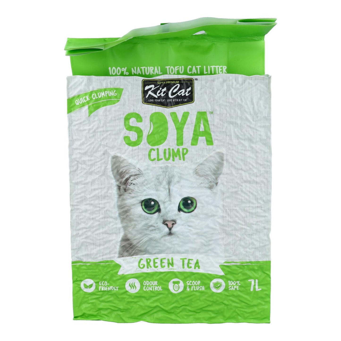Kit Cat Arena Eco SoyaClump - Green Tea 7 L Arena para gatos