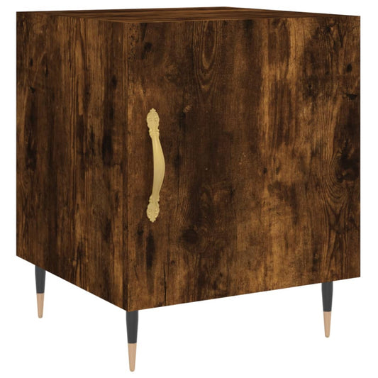 Mesita De Noche Madera De Ingeniería Roble Ahumado 40x40x50 Cm_0