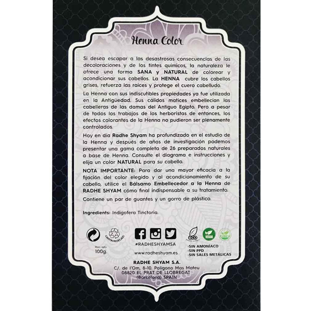 Henna polvo indigo Radhe Shyam 100 g en Planeta Huerto